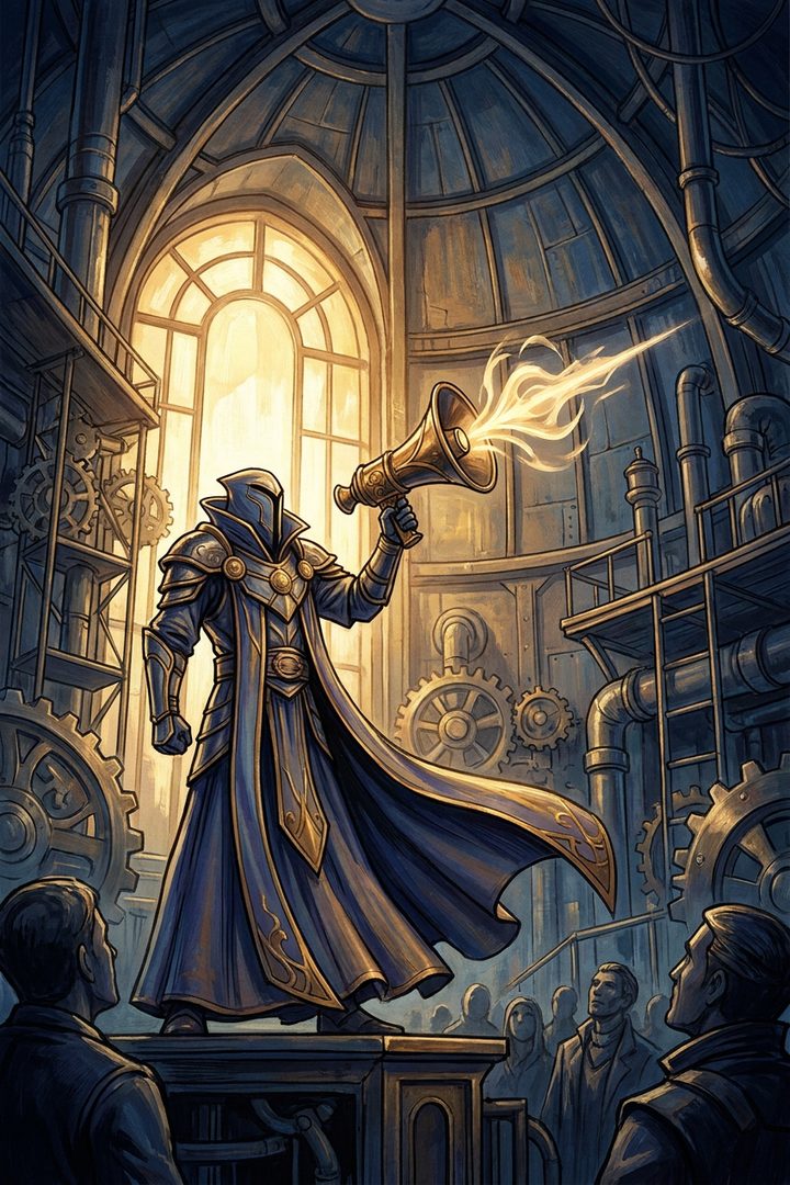 The Loud Room: an original painted scene, an illustrated scene
