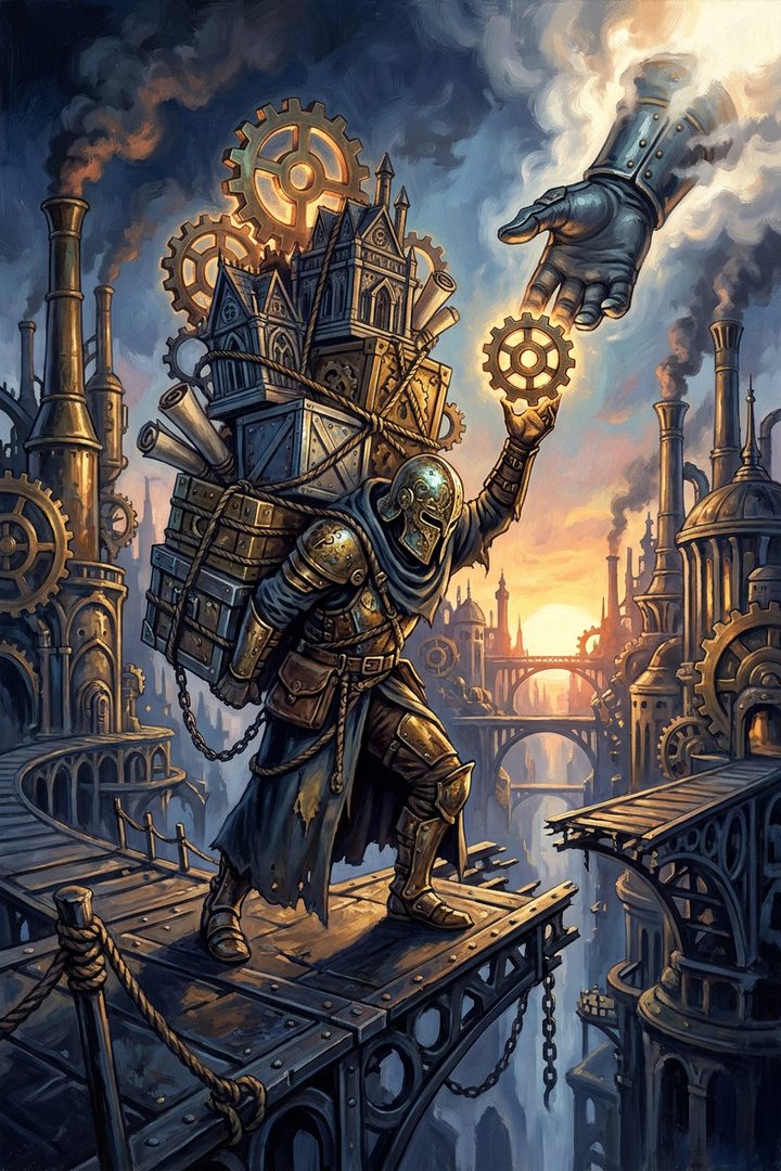 Heavy Load: an original painted scene, an illustrated scene