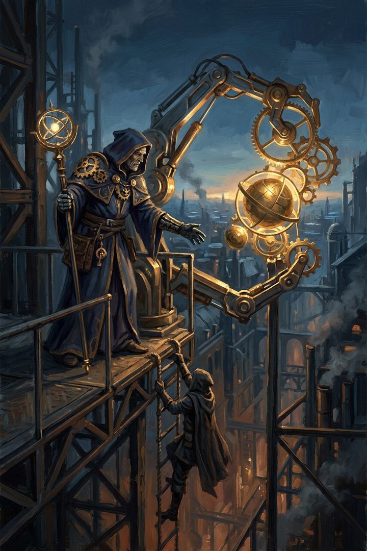 Aligned Stars: an original painted scene, an illustrated scene