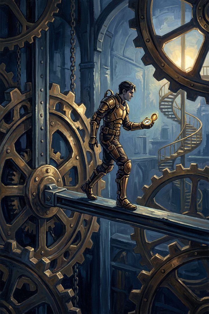 The Sideways Step: an original painted scene, an illustrated scene