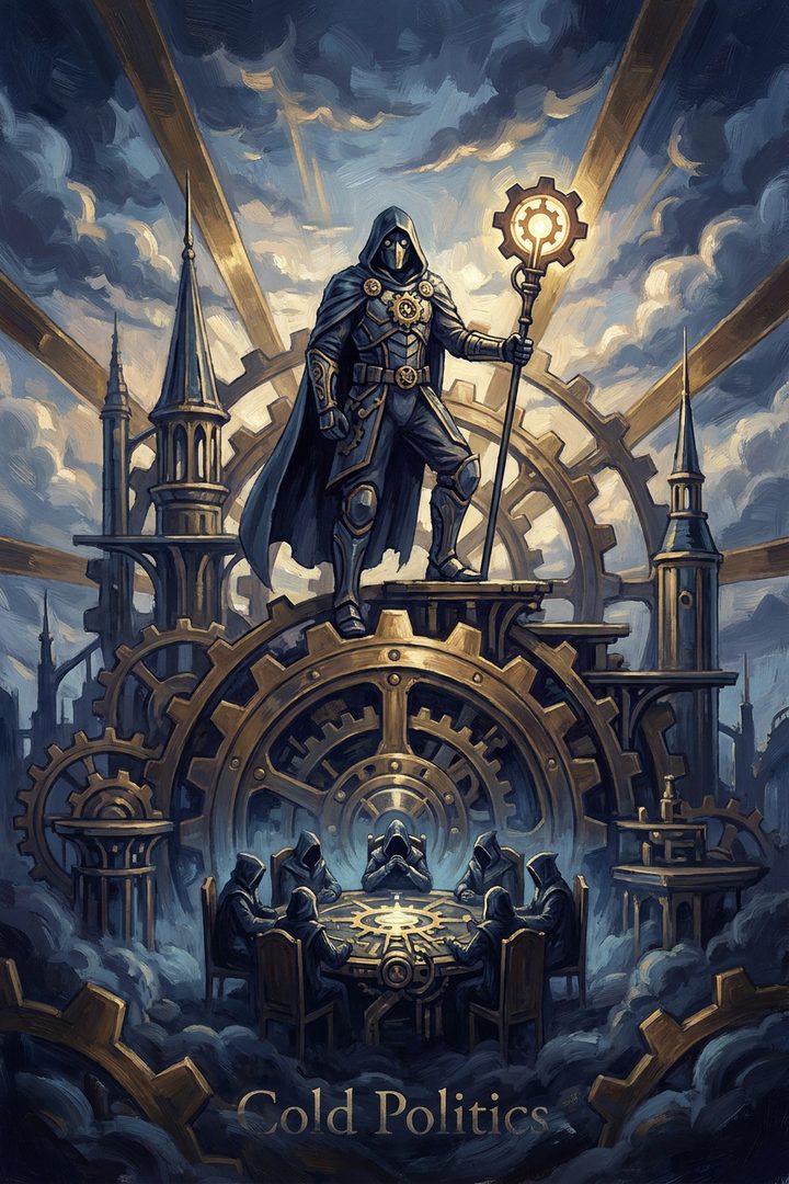 Cold Politics: an original painted scene, an illustrated scene