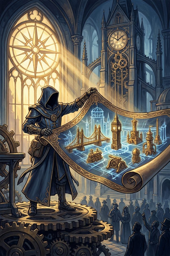 The Named Work: an original painted scene, an illustrated scene