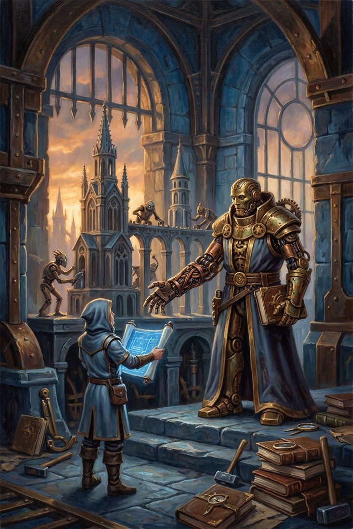 The Given Hand: an original painted scene, an illustrated scene