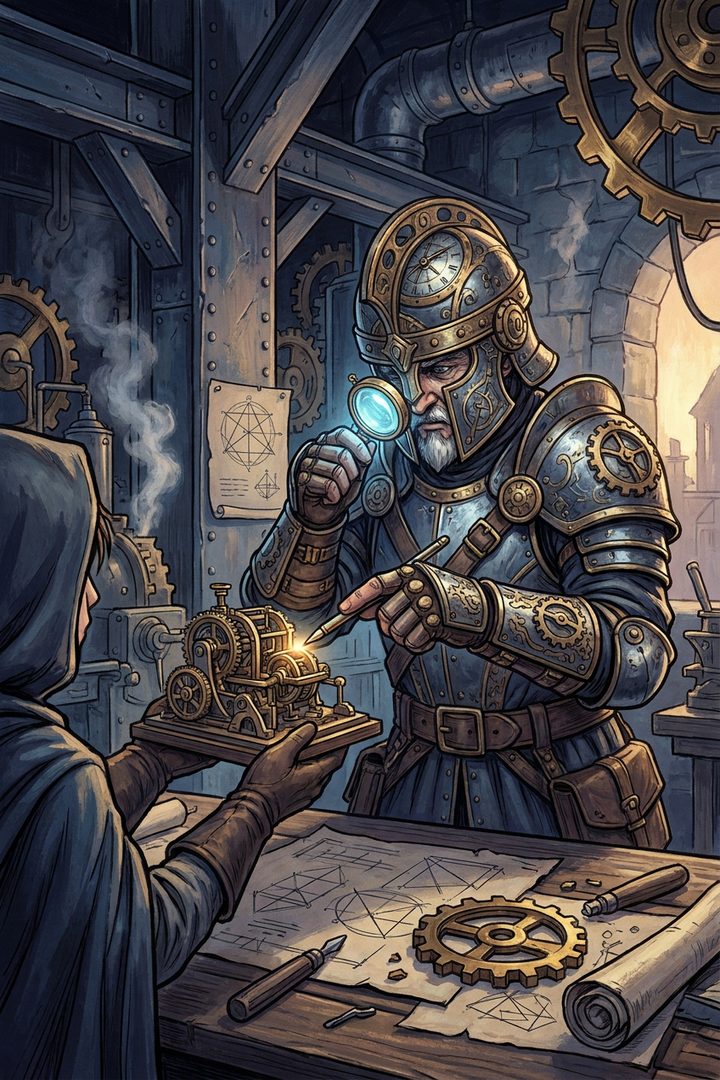 The Honest Critique: an original painted scene, an illustrated scene