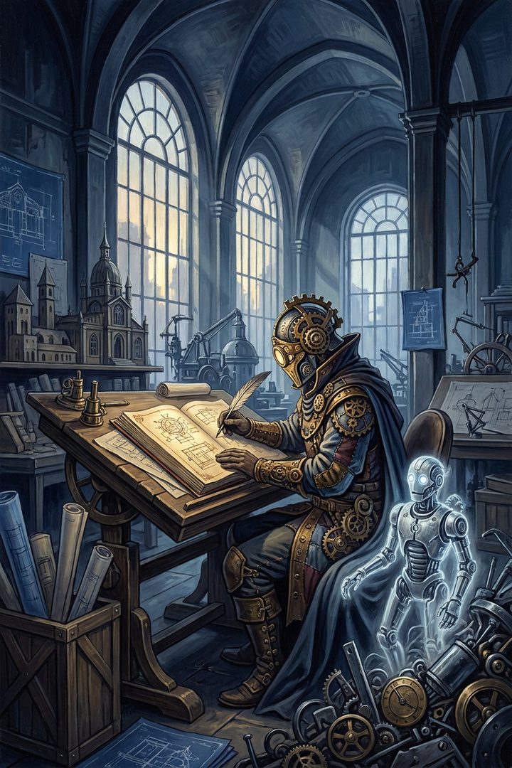 Borrowed Style: an original painted scene, an illustrated scene