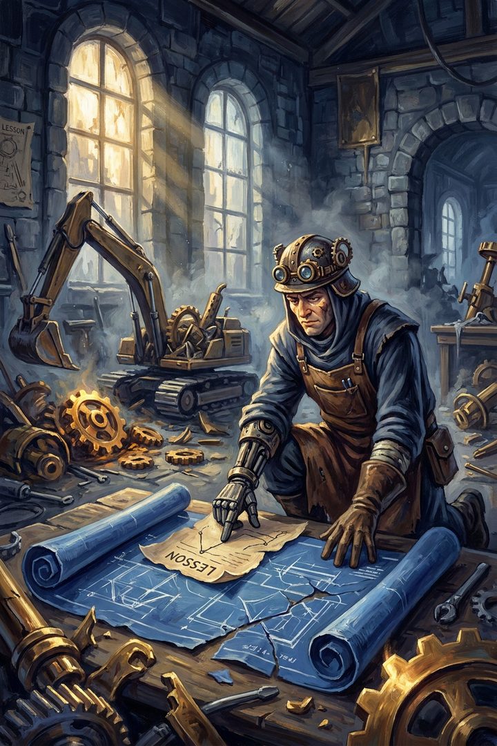 Broken Draft: an original painted scene, an illustrated scene