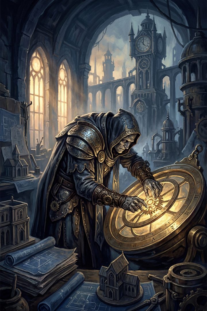 Old Craft: an original painted scene, an illustrated scene