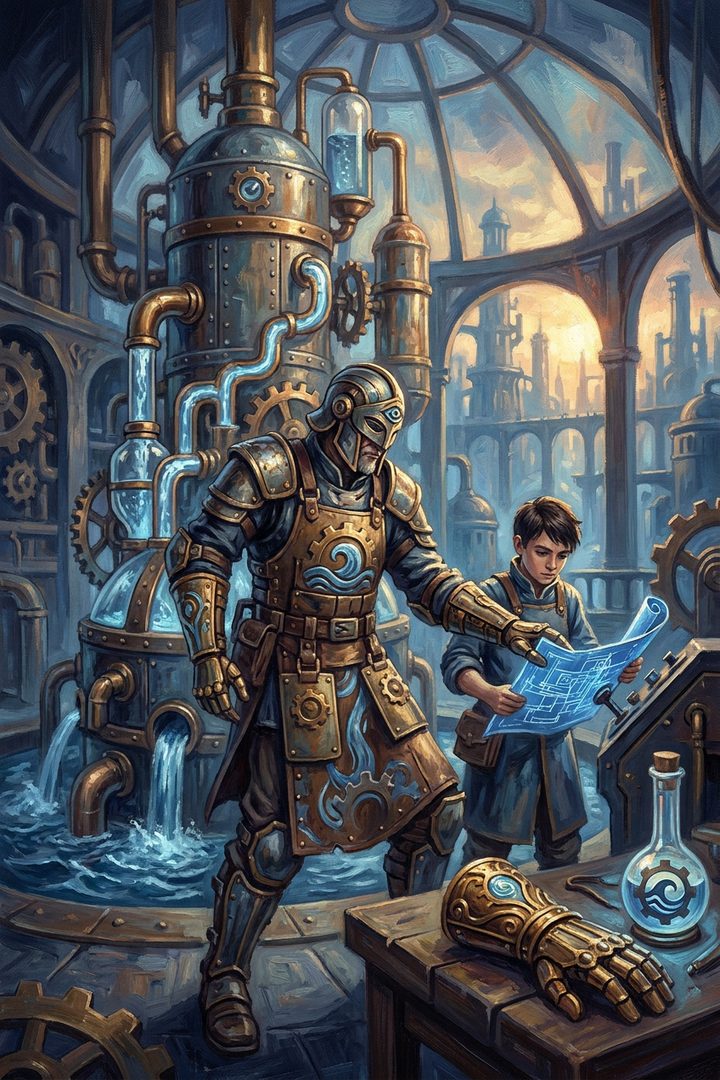 The Trained Hand: an original painted scene, an illustrated scene