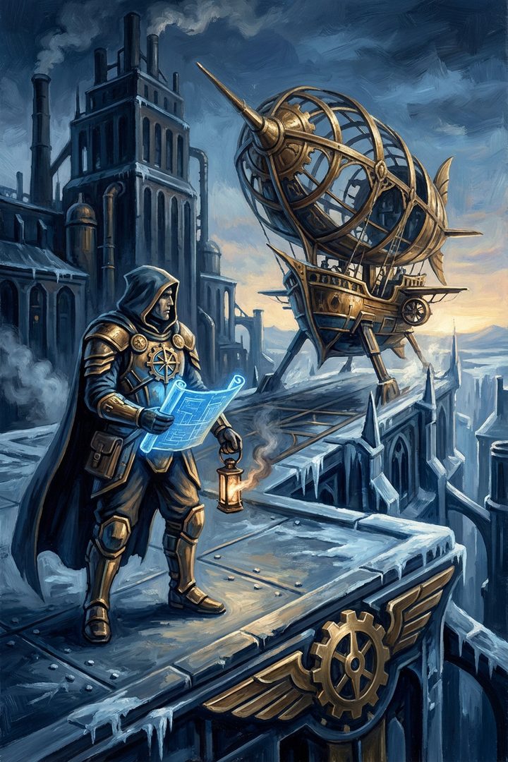 Cold Start: an original painted scene, an illustrated scene