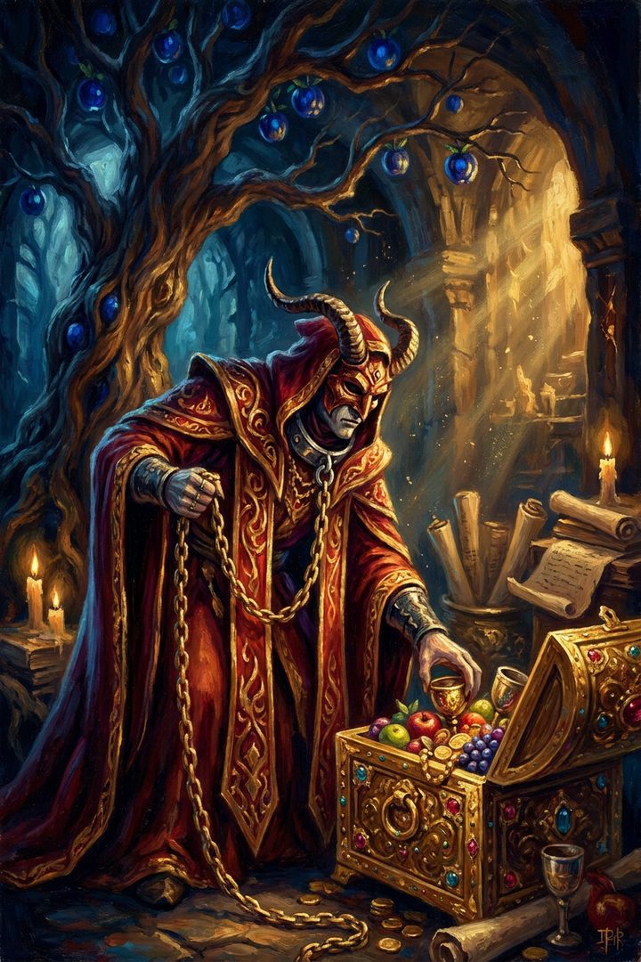 The Devil: an original painted scene, an illustrated scene