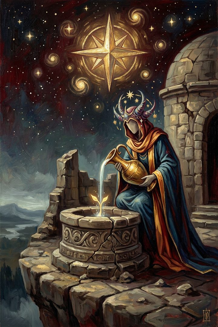 The Star: an original painted scene, an illustrated scene