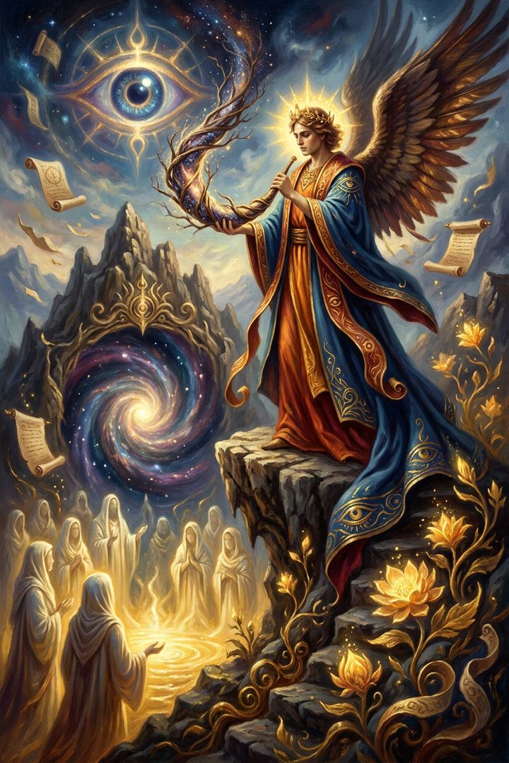 Judgement: an original painted scene, an illustrated scene