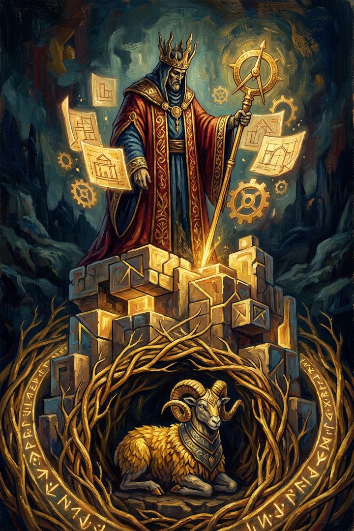The Emperor: an original painted scene, an illustrated scene