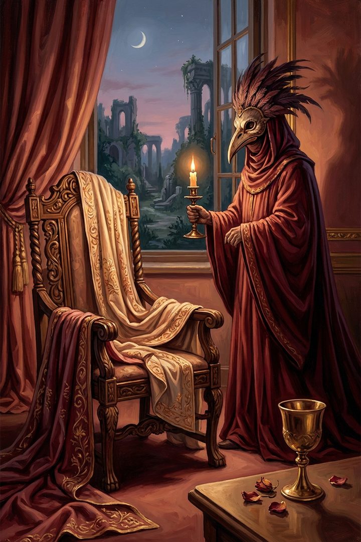 The Empty Chair: an original painted scene, an illustrated scene