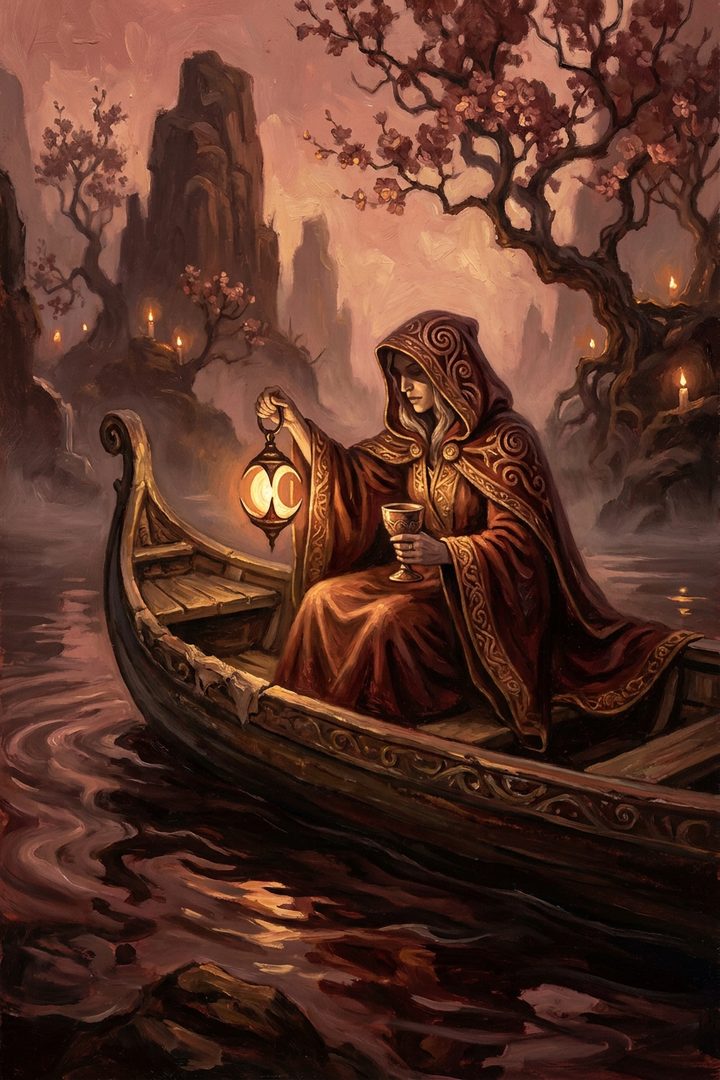 Night Water: an original painted scene, an illustrated scene
