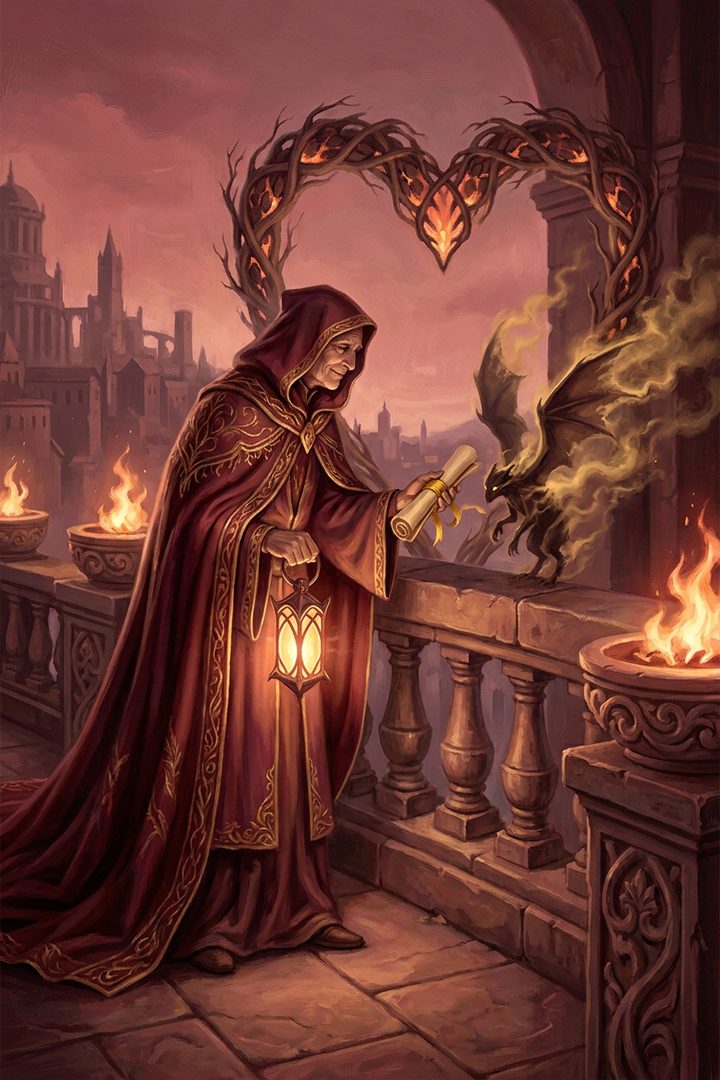 The Last Kindness: an original painted scene, an illustrated scene