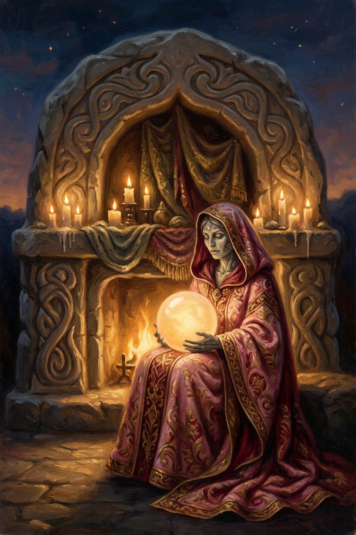 Warm Stone: an original painted scene, an illustrated scene