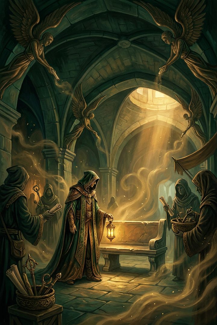 The Empty Bench: an original painted scene, an illustrated scene