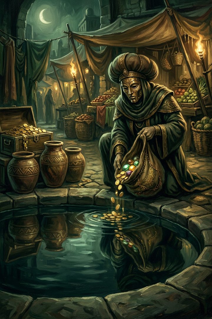 Still Pool: an original painted scene, an illustrated scene