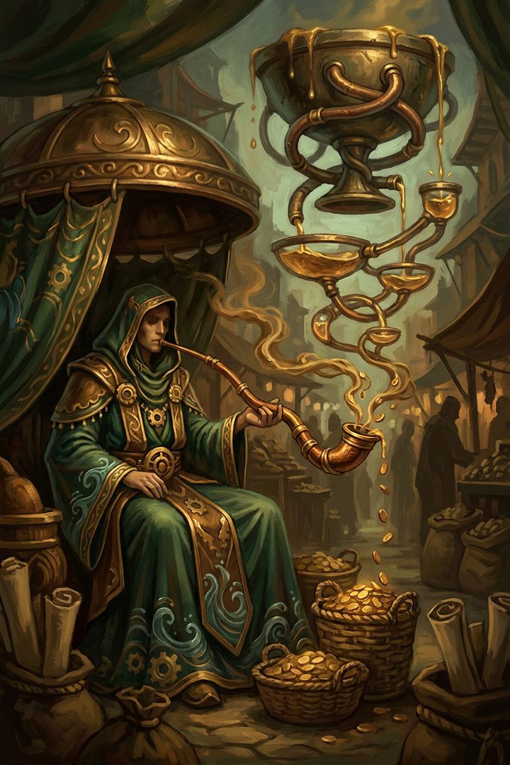 The Long Pipe: an original painted scene, an illustrated scene