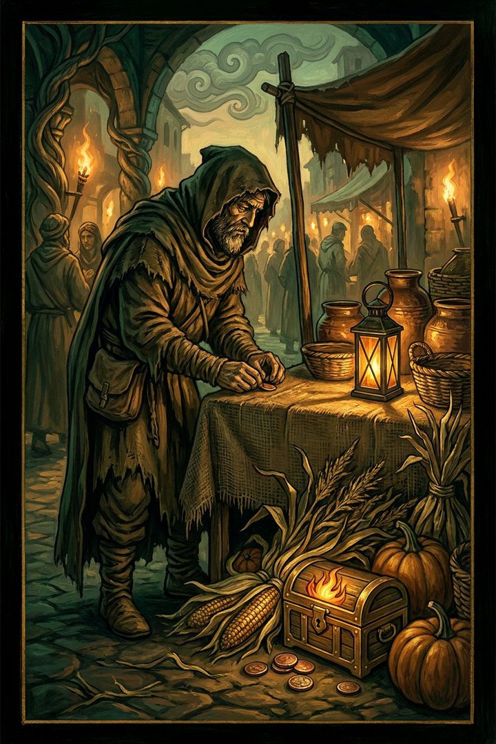 The Quiet Wealth: an original painted scene, an illustrated scene
