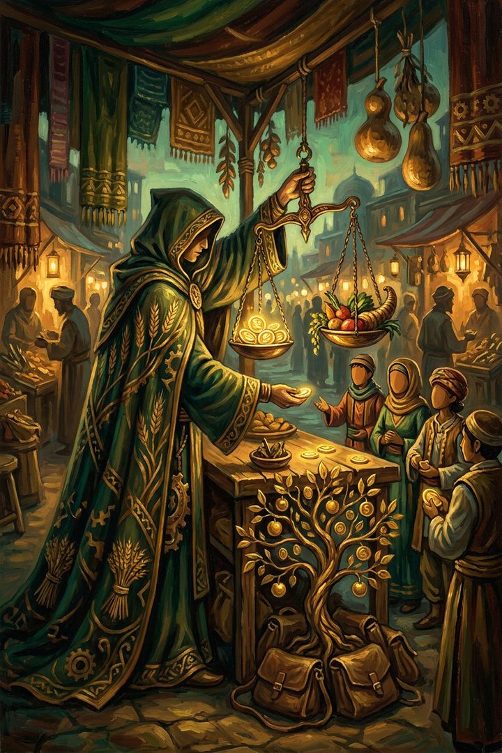 The Fair Split: an original painted scene, an illustrated scene