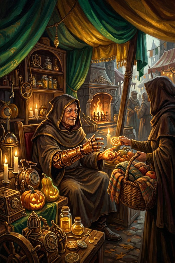 Warm Hands: an original painted scene, an illustrated scene