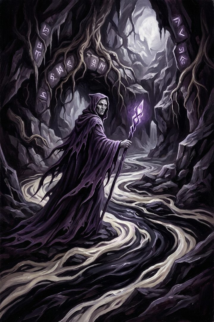 Underground River: an original painted scene, an illustrated scene