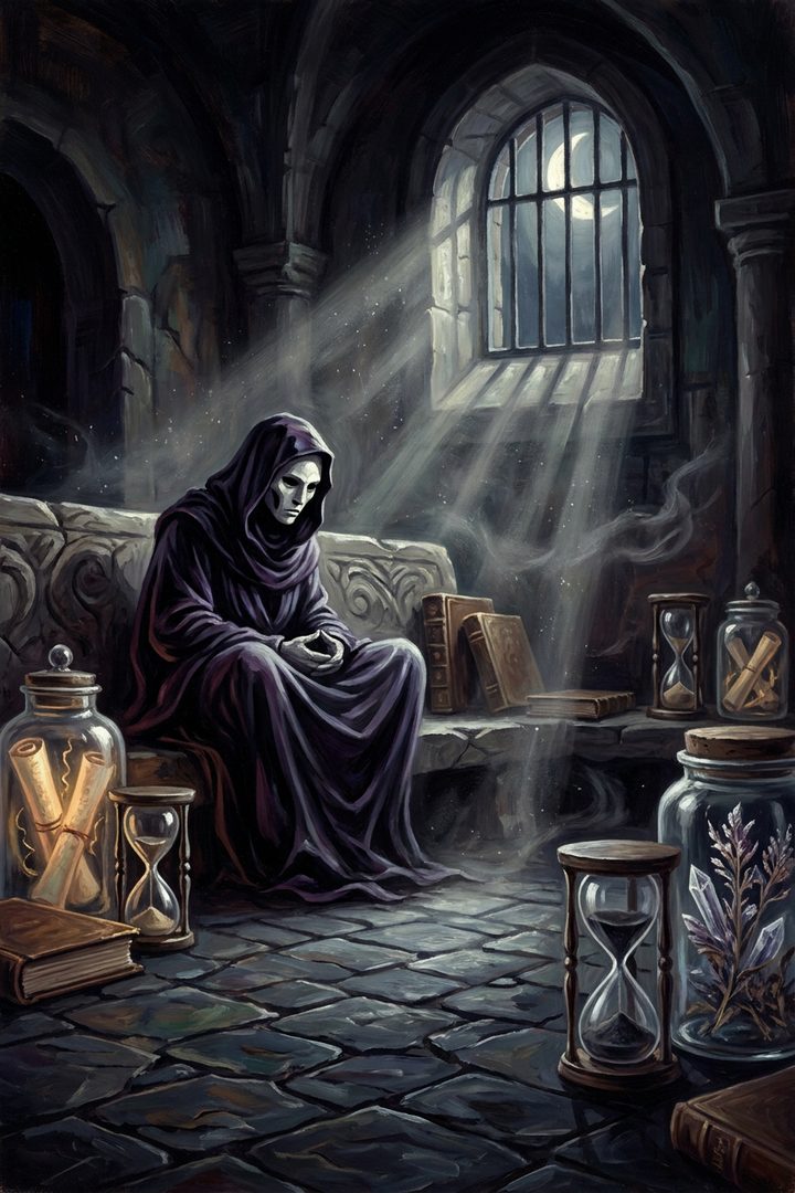 The Silent Room: an original painted scene, an illustrated scene