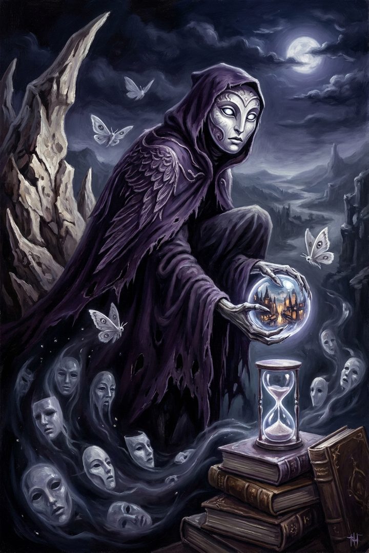 The Watcher: an original painted scene, an illustrated scene