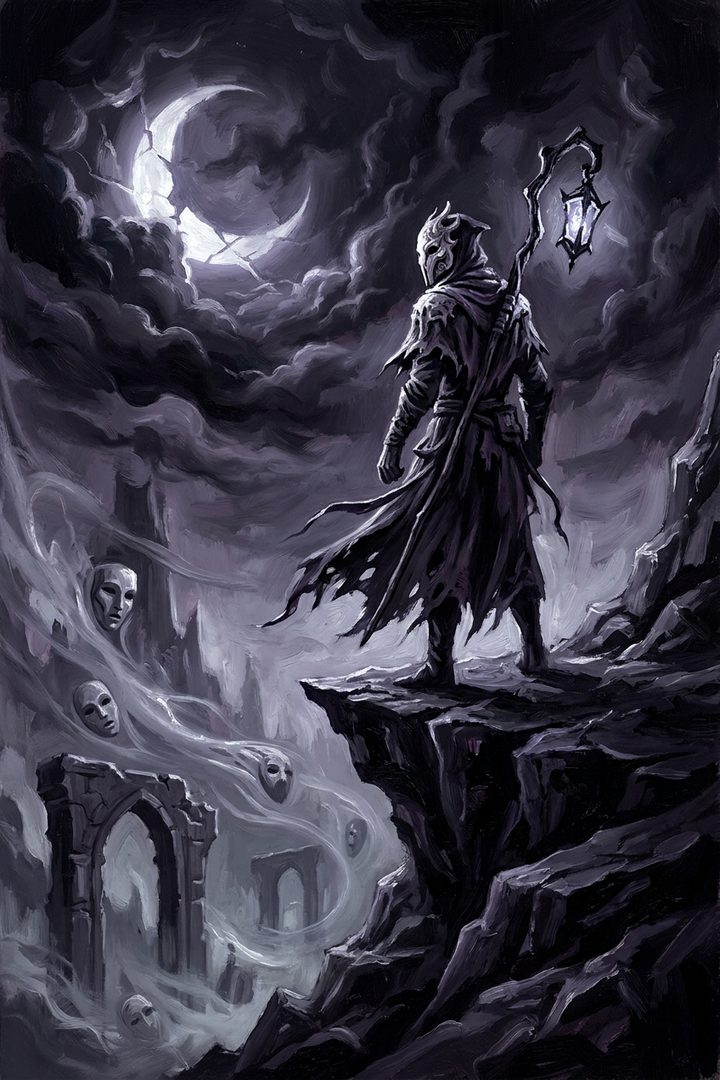 The Chosen Exile: an original painted scene, an illustrated scene