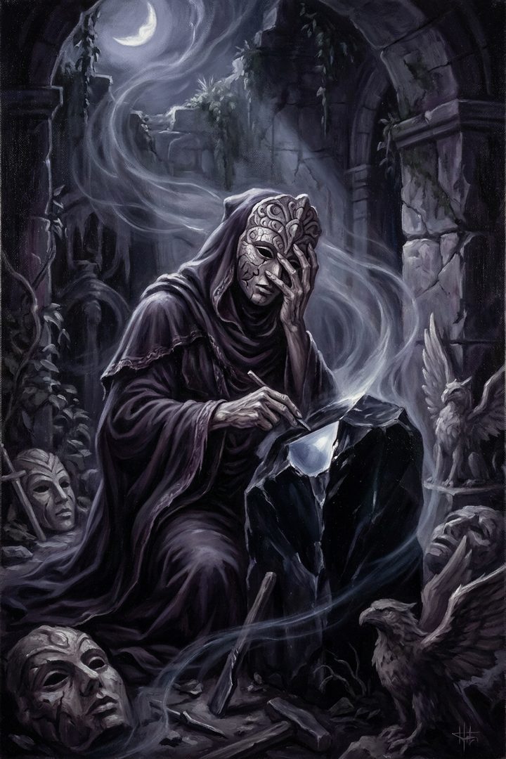 Polished Stone: an original painted scene, an illustrated scene