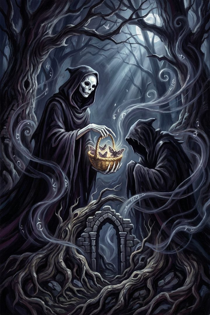 The Helper: an original painted scene, an illustrated scene