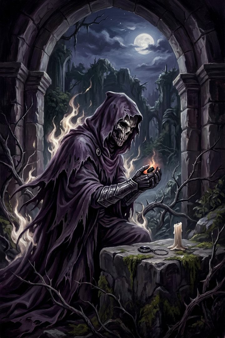 The Kept Vow: an original painted scene, an illustrated scene