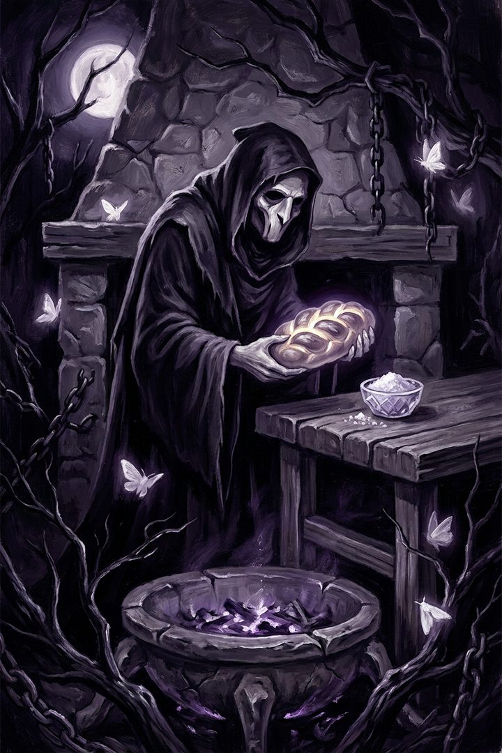 Bread and Salt: an original painted scene, an illustrated scene
