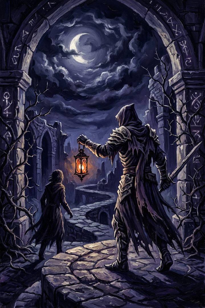 The Given Light: an original painted scene, an illustrated scene