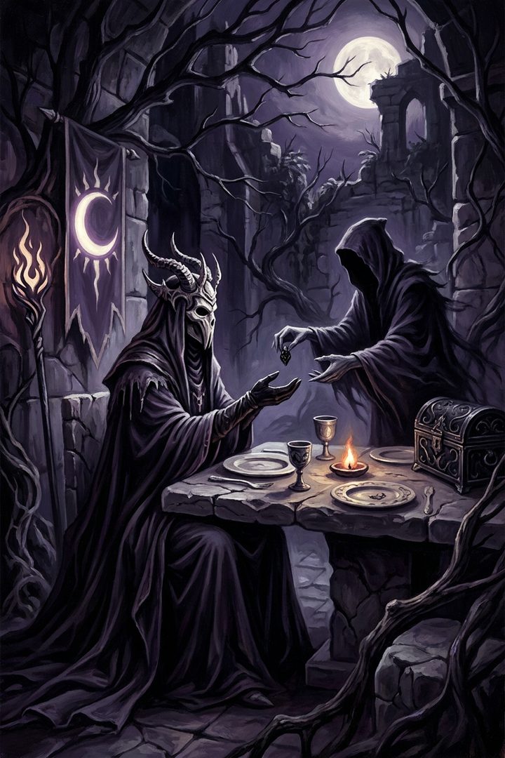 The Set Table: an original painted scene, an illustrated scene