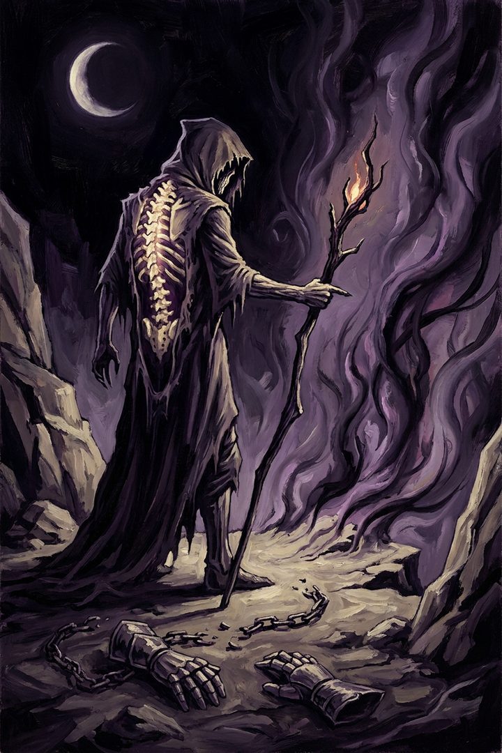 Straight Spine: an original painted scene, an illustrated scene