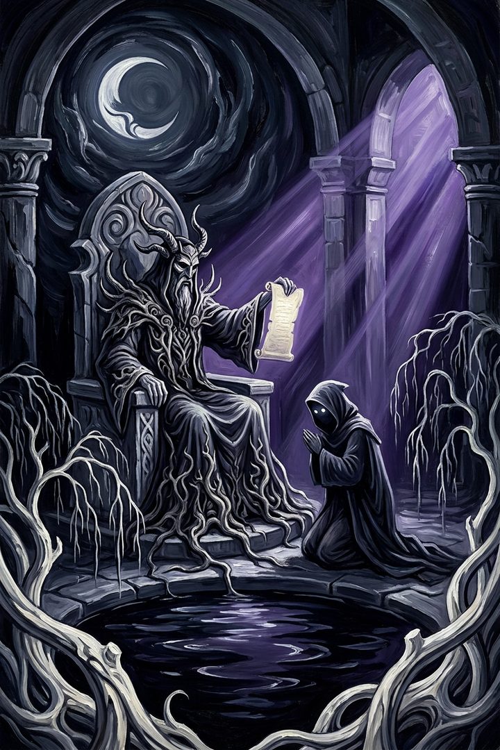 The Told Story: an original painted scene, an illustrated scene