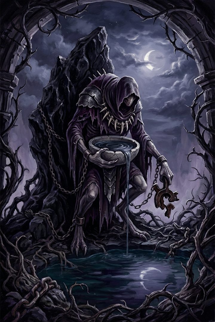 Heavy Debt: an original painted scene, an illustrated scene