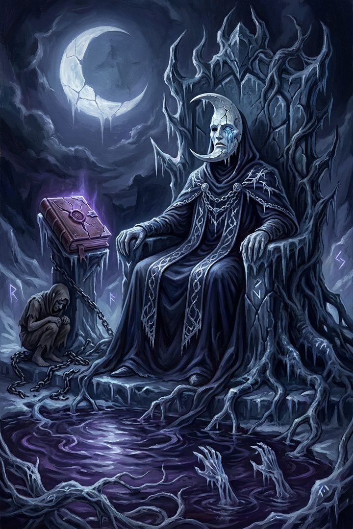 The Cold Judge: an original painted scene, an illustrated scene