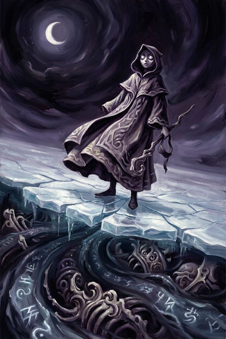 Thin Ice: an original painted scene, an illustrated scene